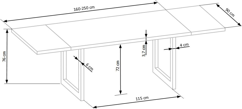 RADUS 160 asztal tömör fa
