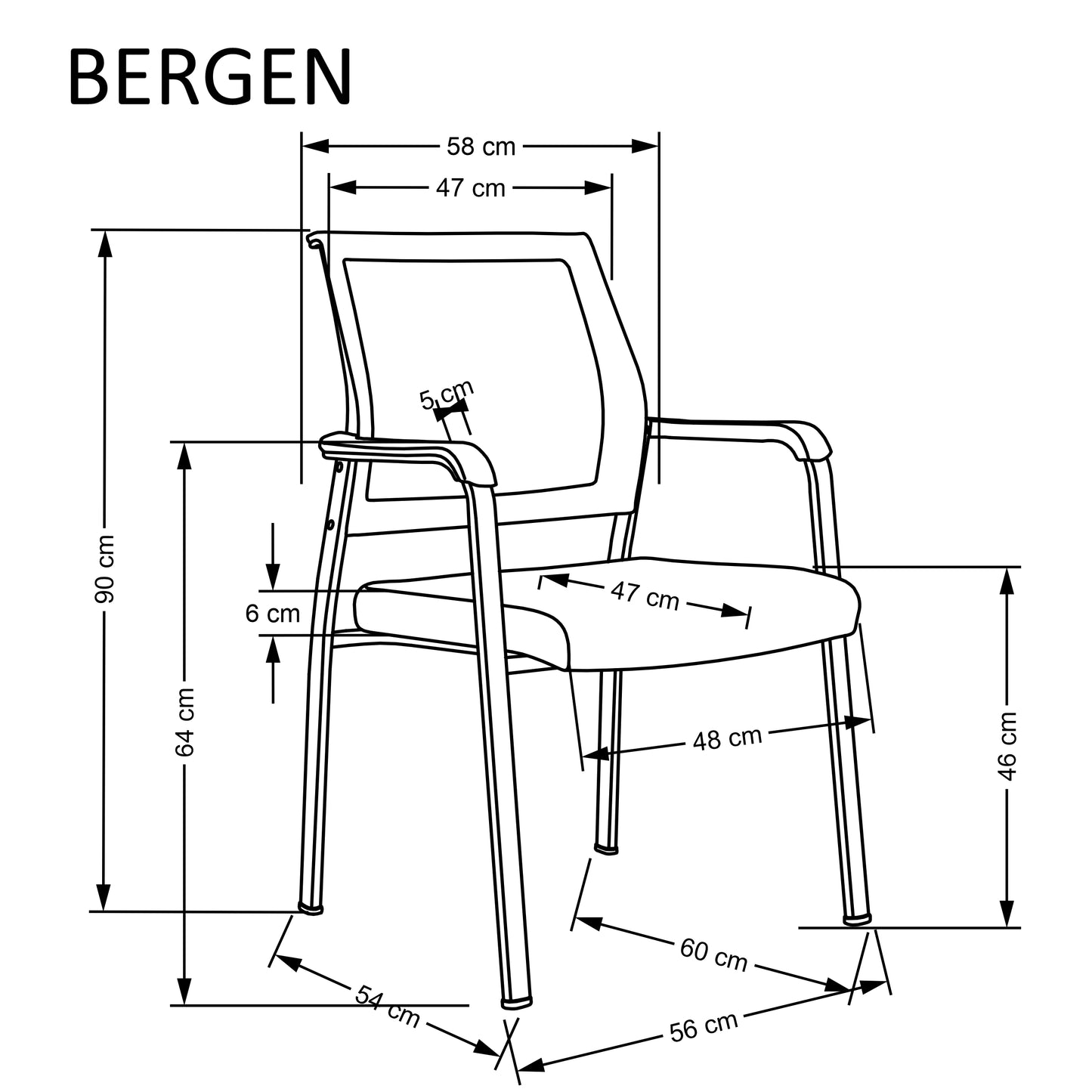 BERGEN szék, fekete