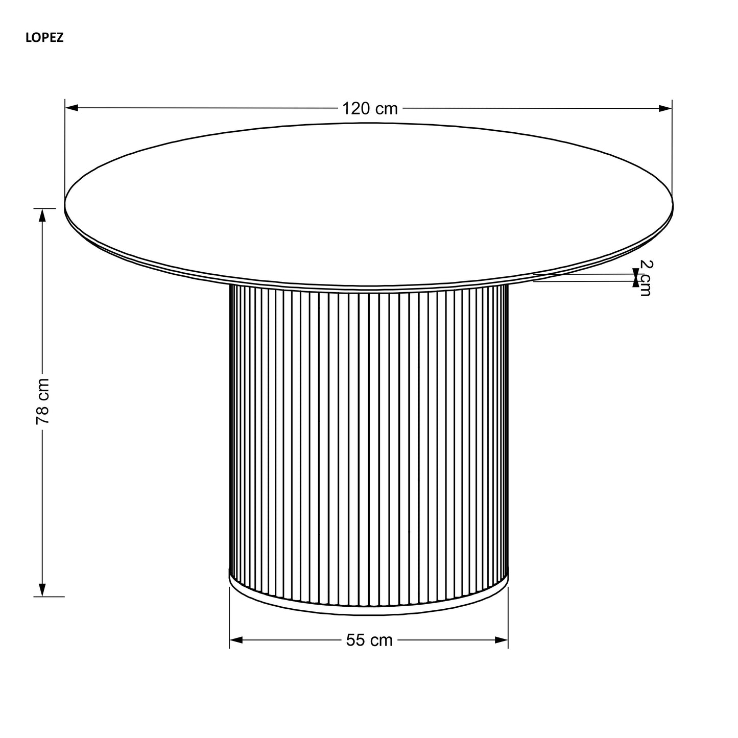 LOPEZ kerek asztal, natúr tölgyfa