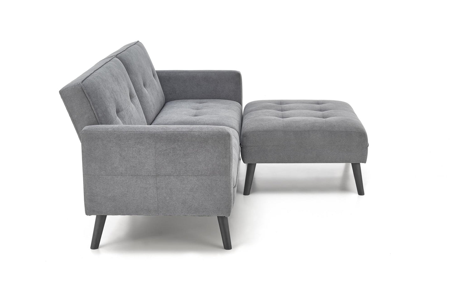 CORNELIUS összecsukható kanapé puffal, szín: szürke