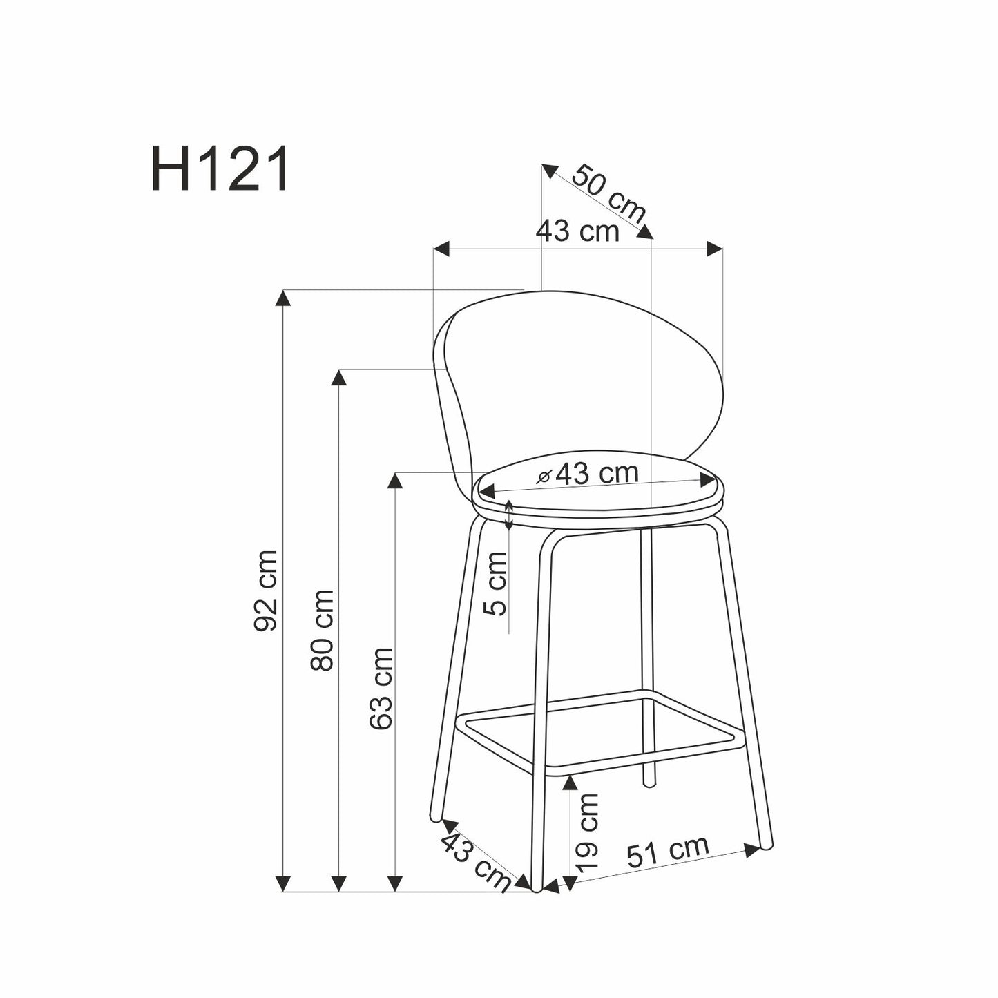 H121 bárszék, szürke