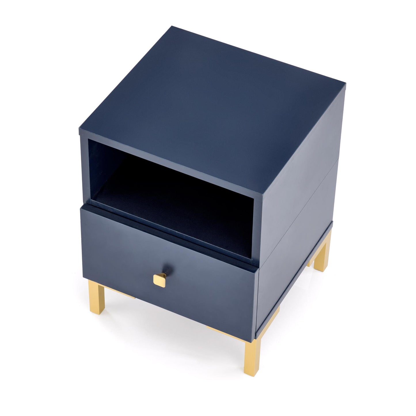SILVIA éjjeliszekrény, sötétkék - arany