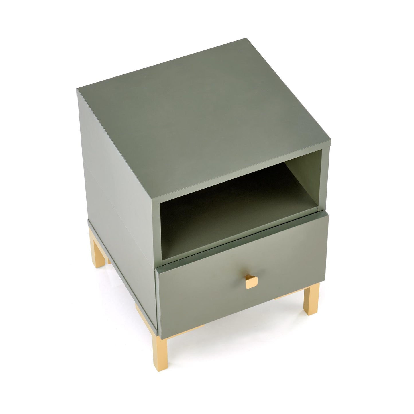 SILVIA éjjeliszekrény, zöld - arany