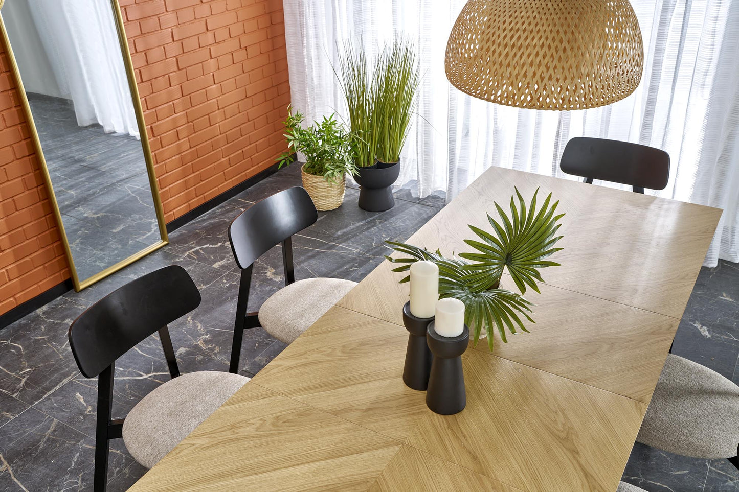 EDMONDO asztal natúr tölgy / fekete