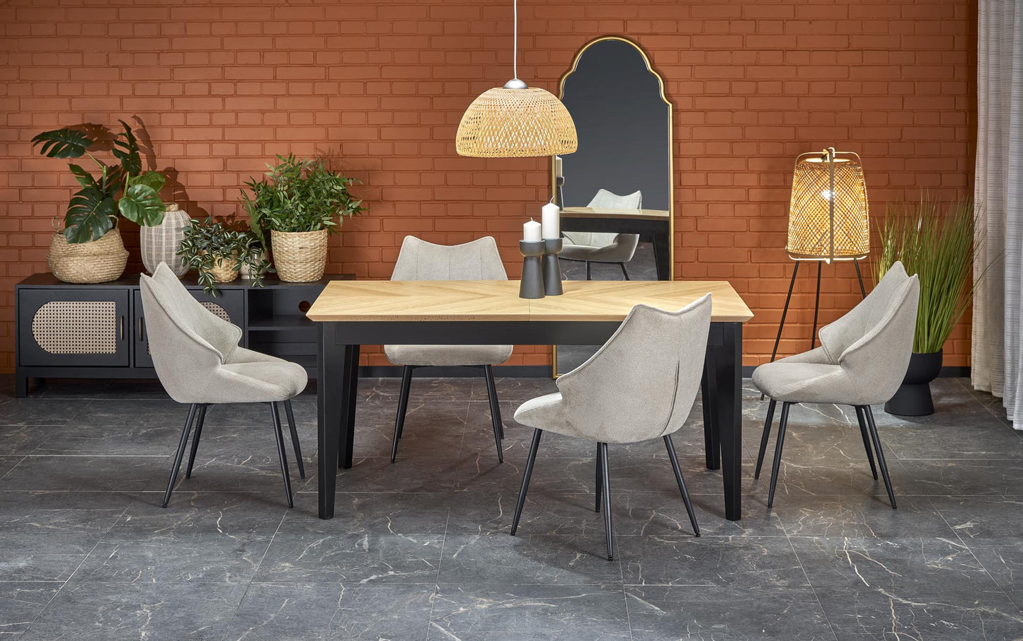 EDMONDO asztal natúr tölgy / fekete