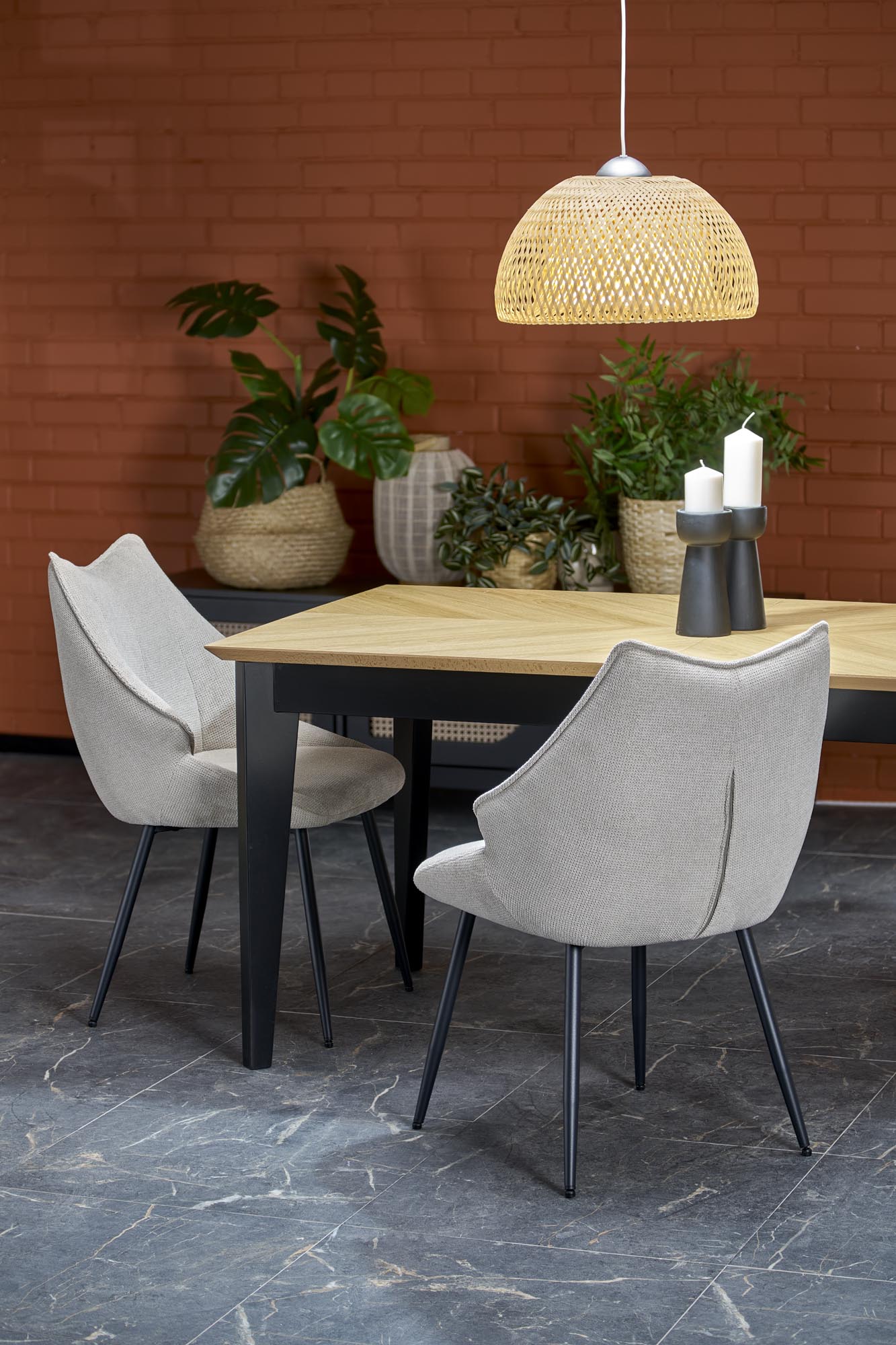 EDMONDO asztal natúr tölgy / fekete