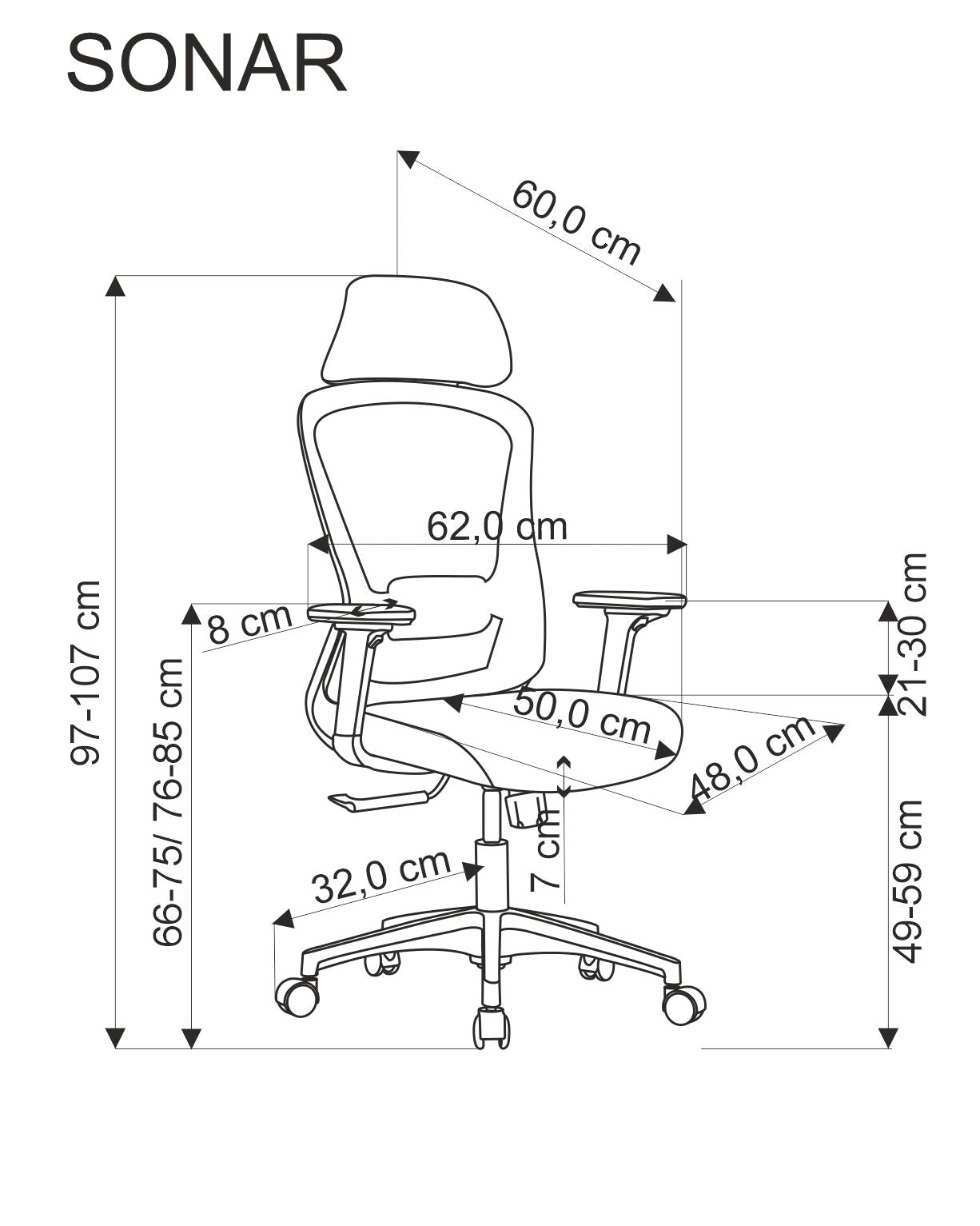 SONAR irodai szék, fekete