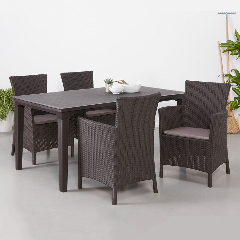 Iowa kerti szék, barna színben, meleg taupe párnával_2