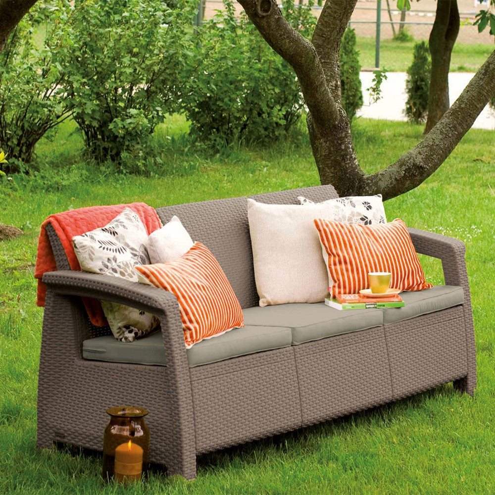 Corfu love seat max kanapé, cappuccino színben, homok párnával_2