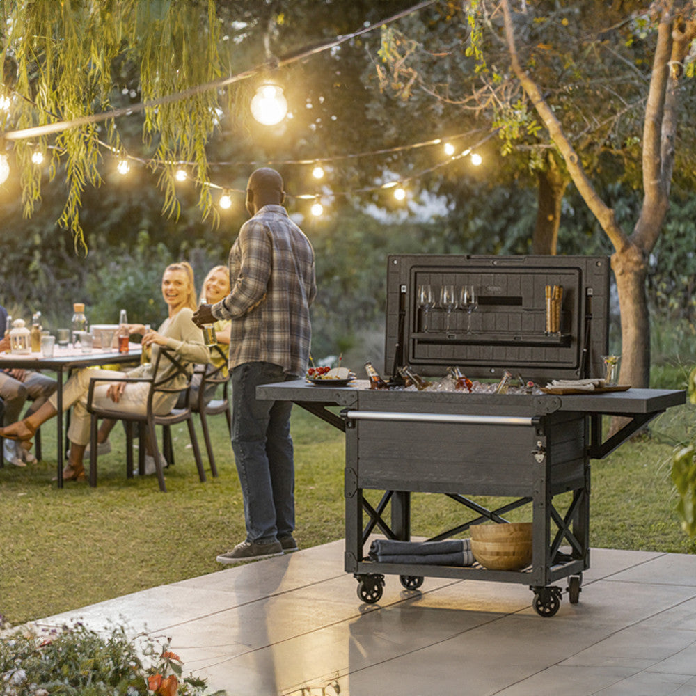 Patio cooler & Beverage cart grill asztal szürke_1