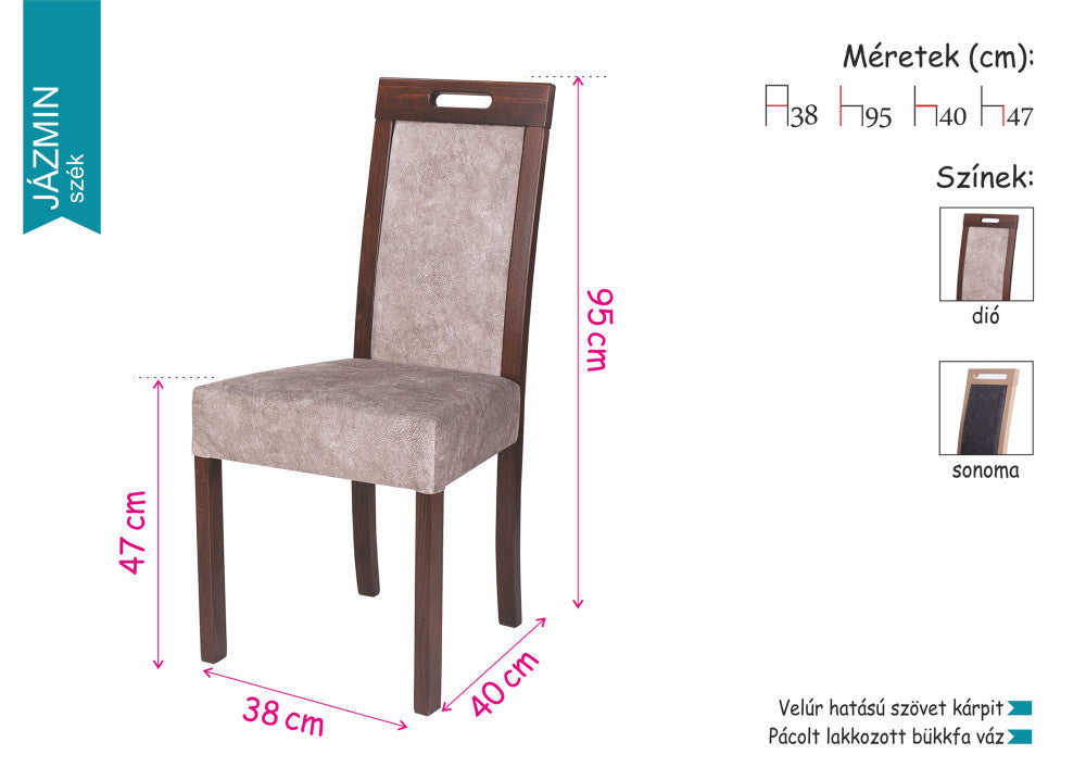 Elis étkezőasztal Jázmin székkel - étkezőgarnitúra