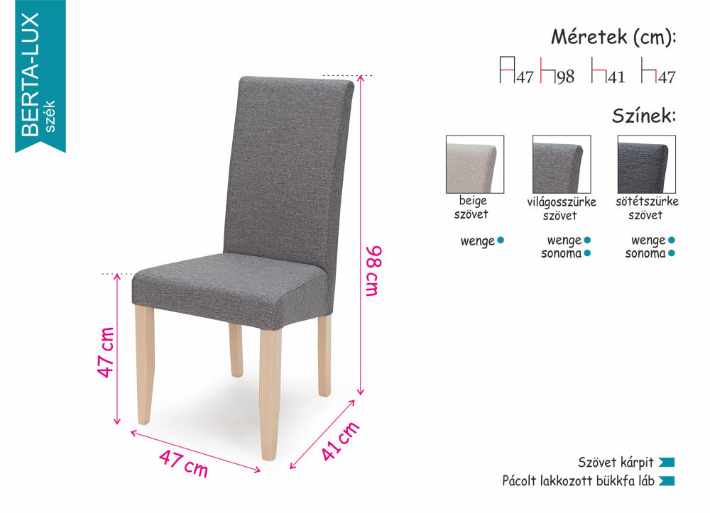 Fanni étkezőasztal Berta Lux székkel - étkezőgarnitúra
