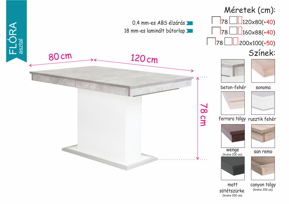 Flóra matt sötétszürke étkezőasztal Cristal székkel - étkezőgarnitúra