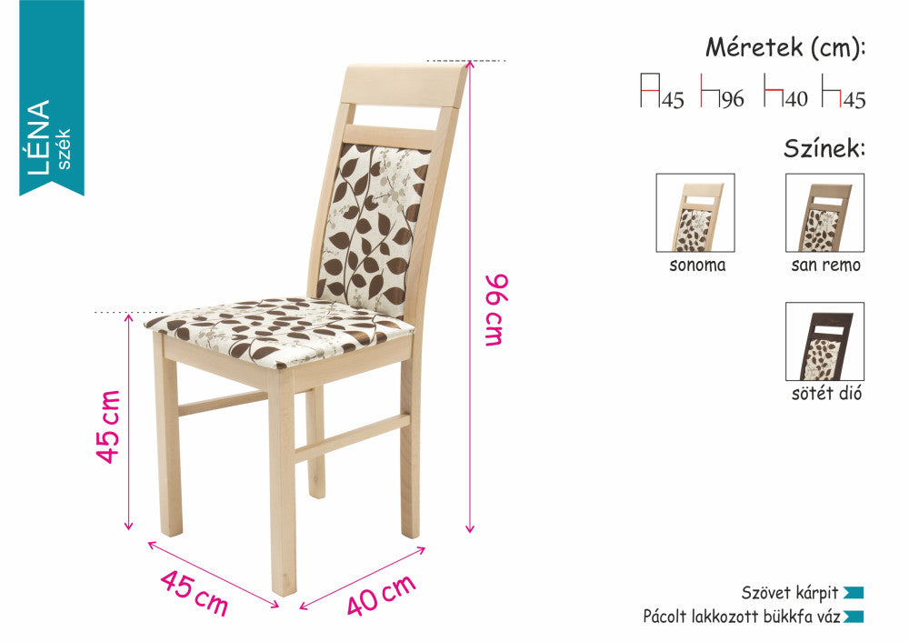 Berta étkezőasztal Léna székkel - étkezőgarnitúra