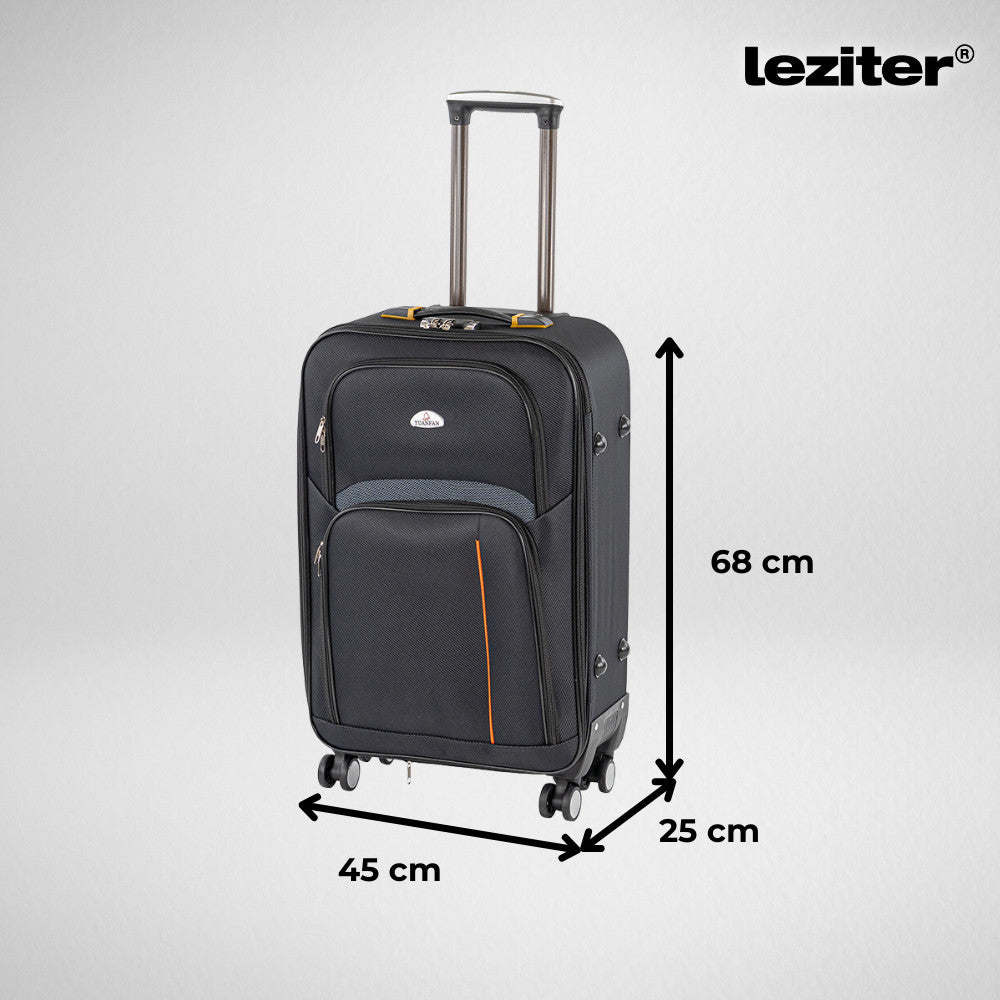 TraveLux light közepes bőrönd puha 68x45x25 cm fekete