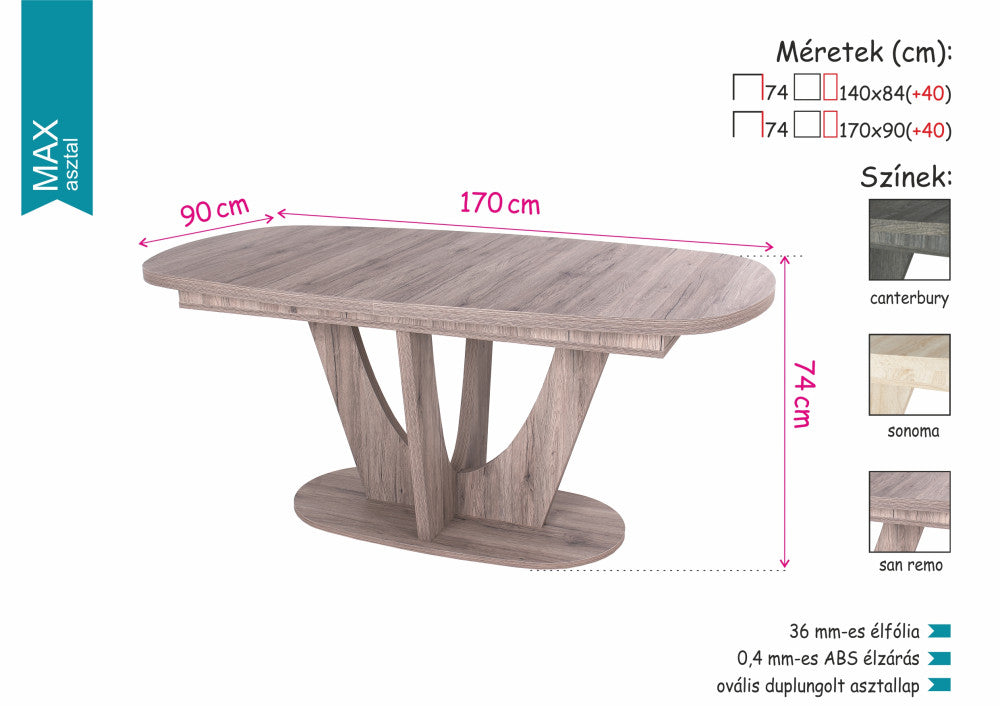 Jázmin szék Max étkezőasztallal - étkezőgarnitúra