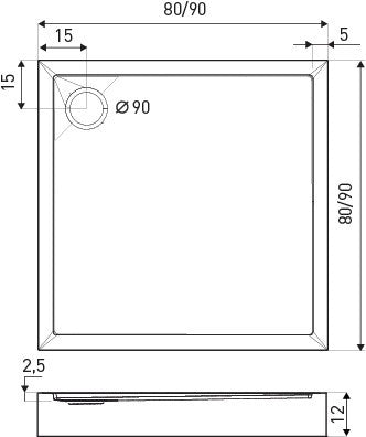 David 9 szögletes fekete akril zuhanytálca_1
