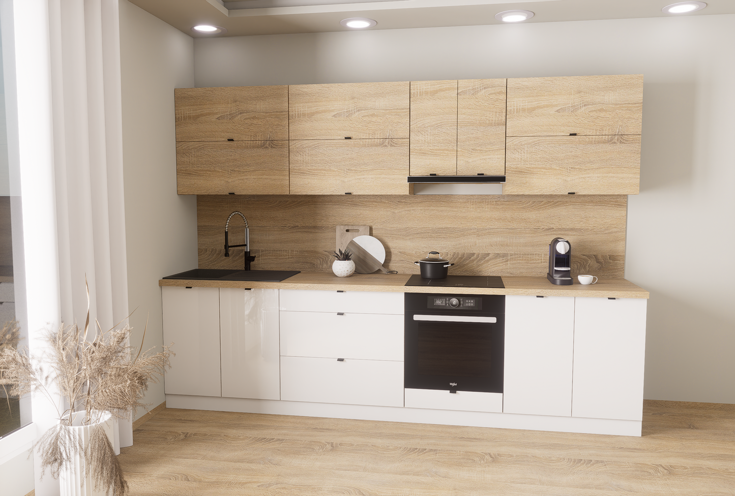 Milánó 300cm konyhablokk ( munkalappal ) 215cm magas