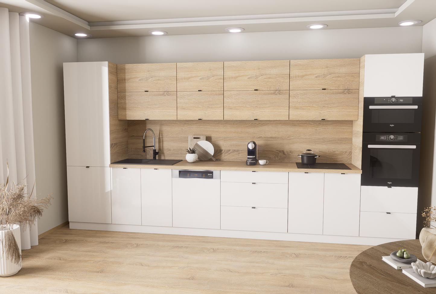 Milánó 420cm konyhablokk ( munkalappal ) 215cm magas