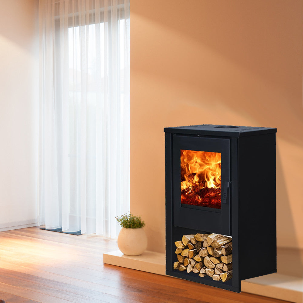 Flores vízteres szilárd tüzelésű kályha fekete 15 kw_1
