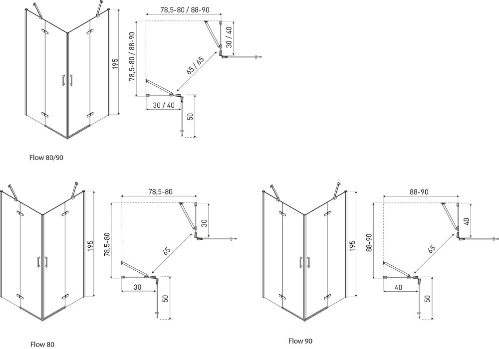 Flow Chrome szögletes nyílóajtós zuhanykabin 8 cm_1