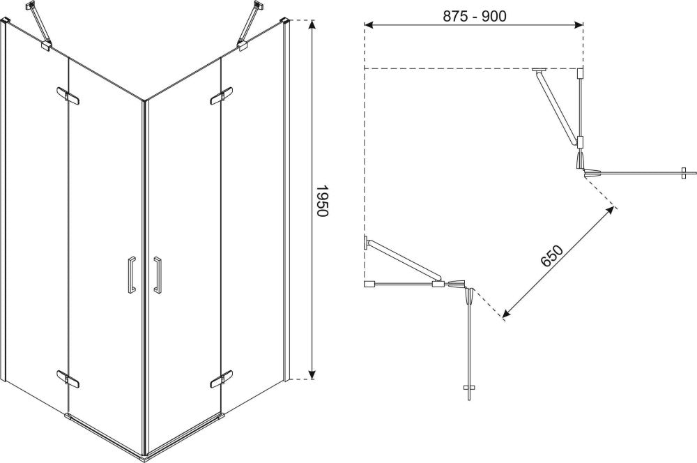 Flow Gold szögletes nyílóajtós zuhanykabin 9 cm_1