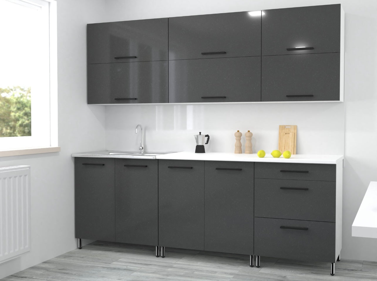 Galaxy Magasfényű 220/72 cm konyhabútor blokk