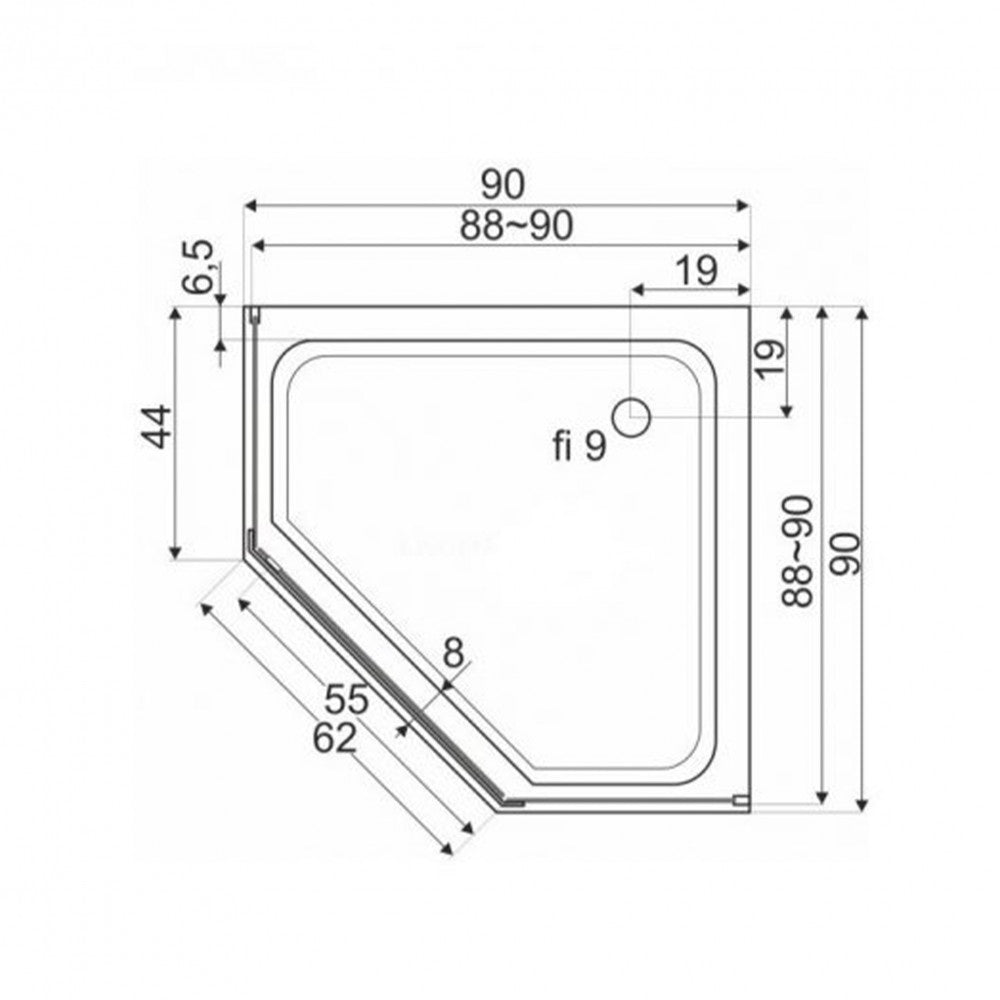 Glasgow 9 alacsony szögletes akril zuhanytálca 9x9x6 cm_1