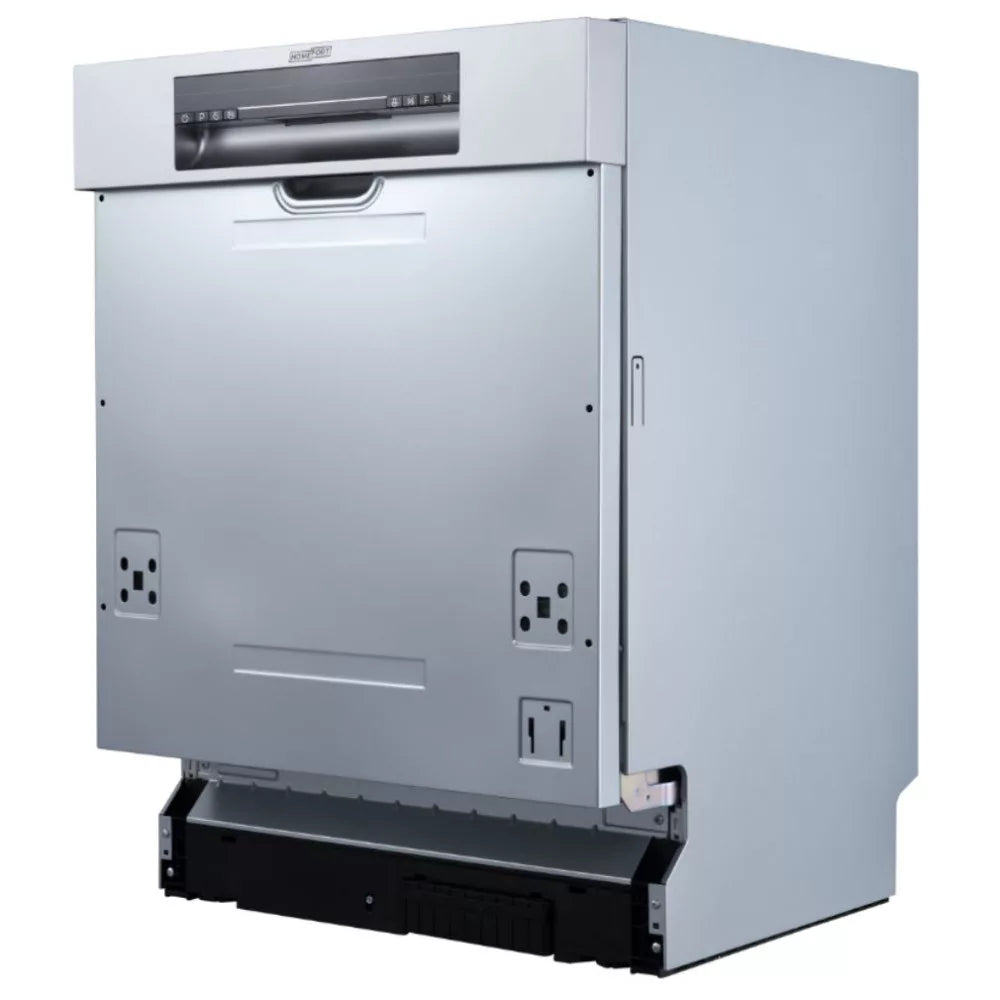 HOMEFORT HMGF0661DS Beépíthető mosogatógép, bútorlap nélkül, 14 teríték, 10.5 L fogyasztás, 7 program, 47 dB zajszint, D energiaosztály, Felső evőeszköztartó, 60 cm, Digit. kijelző, Automata ajtónyitással