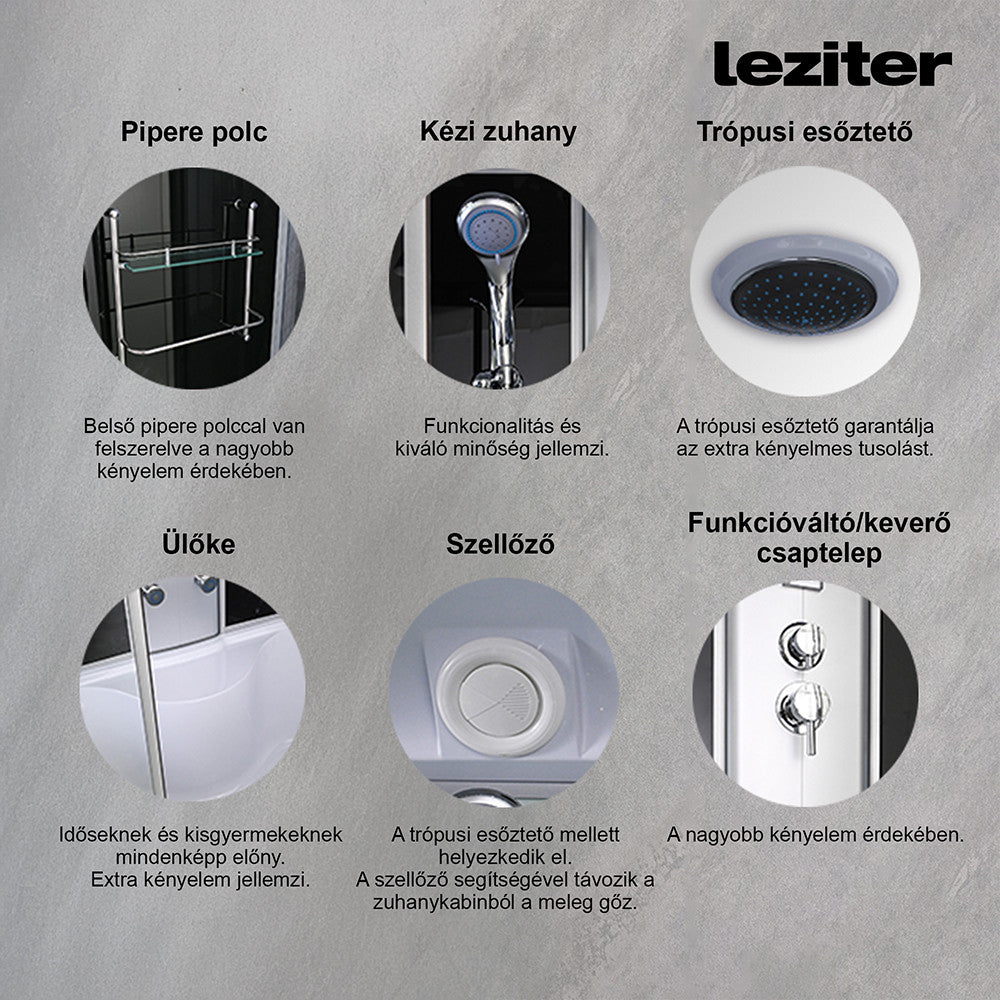 Emilia 170 Hidromasszázs Kádkabin elektronikával Black