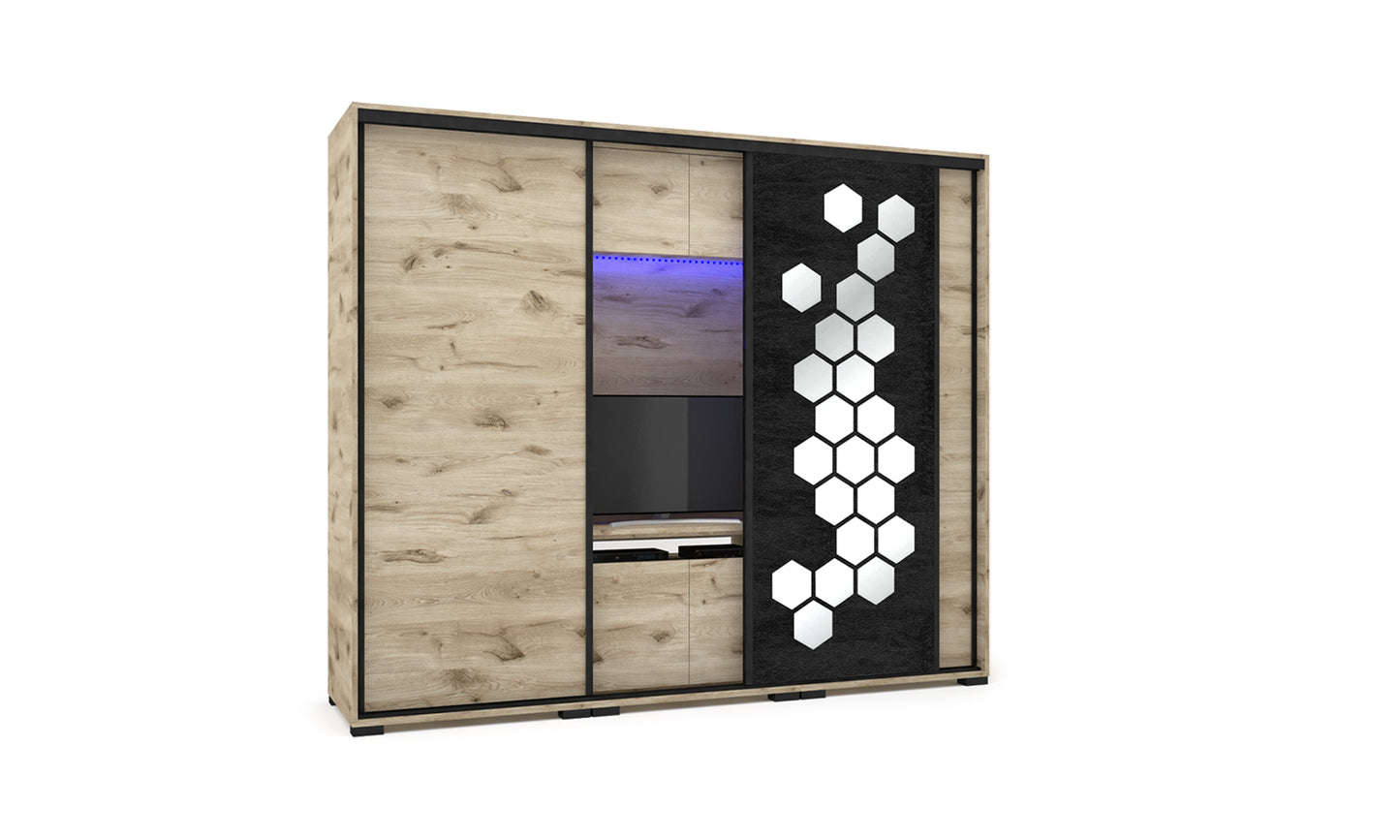 Honey TV-s tolóajtós gardrób 239 cm (1 tükörrel)