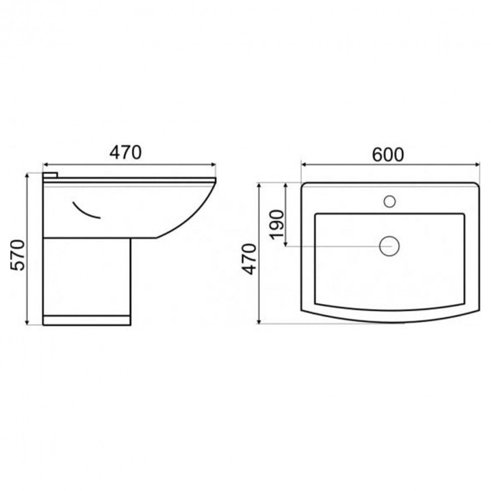 Kleopatra 14 kerámia mosdó, lábazattal 60x47 cm