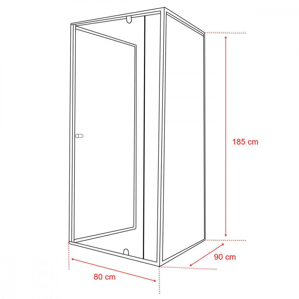 Flexi falsíkra szerelhető aszimmetrikus zuhanykabin 80x90 cm zuhanytálca nélkül fekete