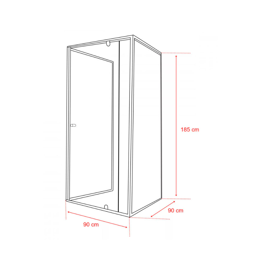Flexi falsíkra szerelhető szögletes zuhanykabin 90x90 cm zuhanytálca nélkül fekete