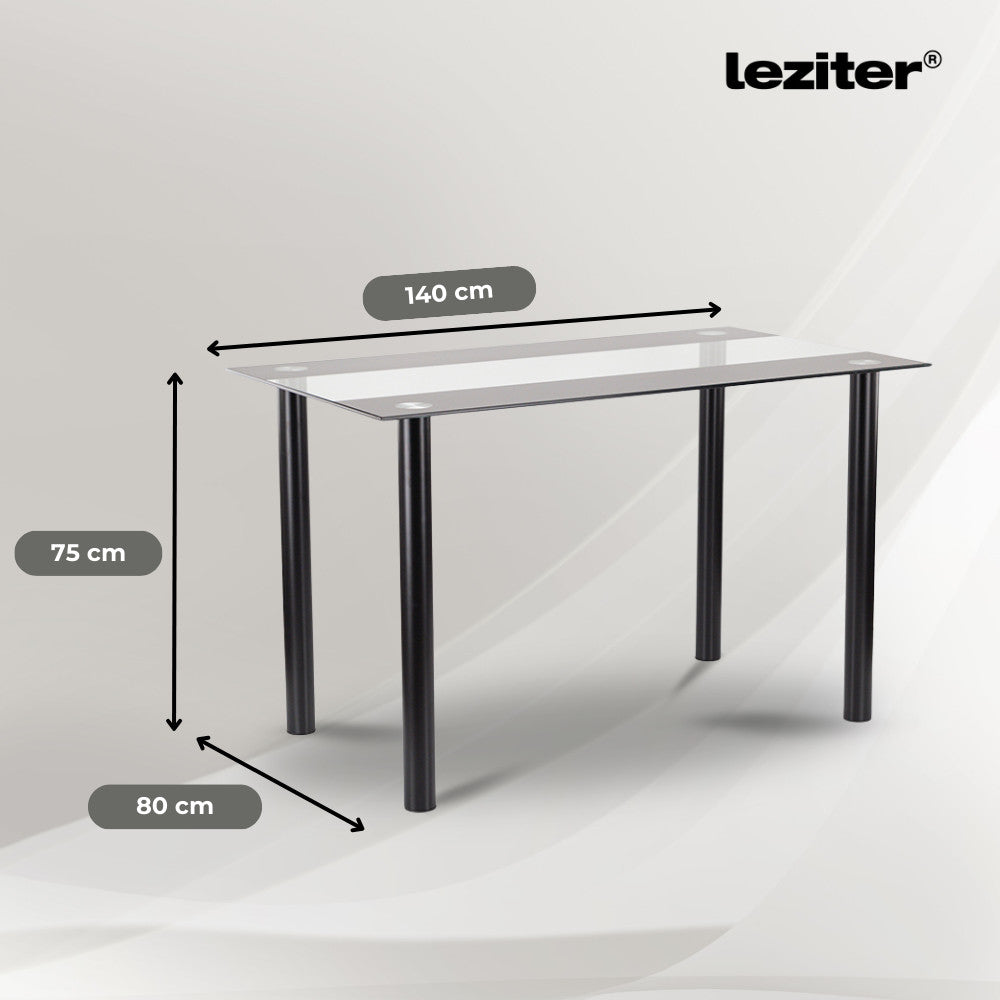 Riona 120 cm szögletes üveg étkezőasztal fekete