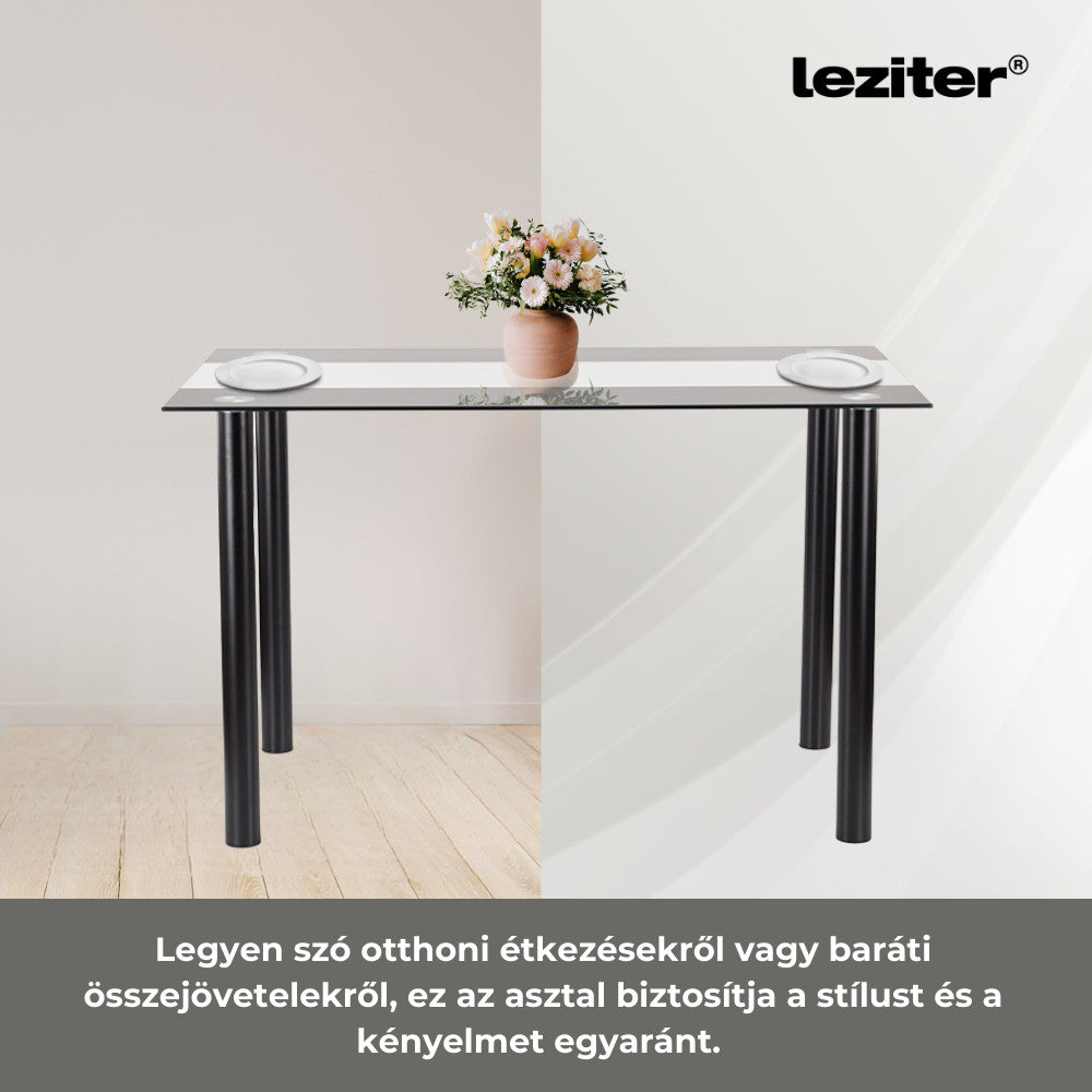 Riona 120 cm szögletes üveg étkezőasztal fekete