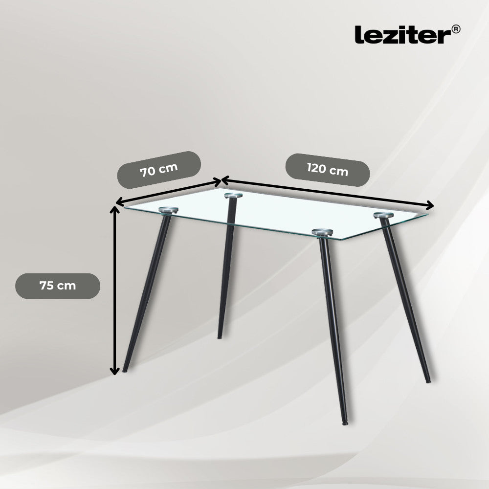 Lana 120 cm szögletes üveg étkezőasztal fekete