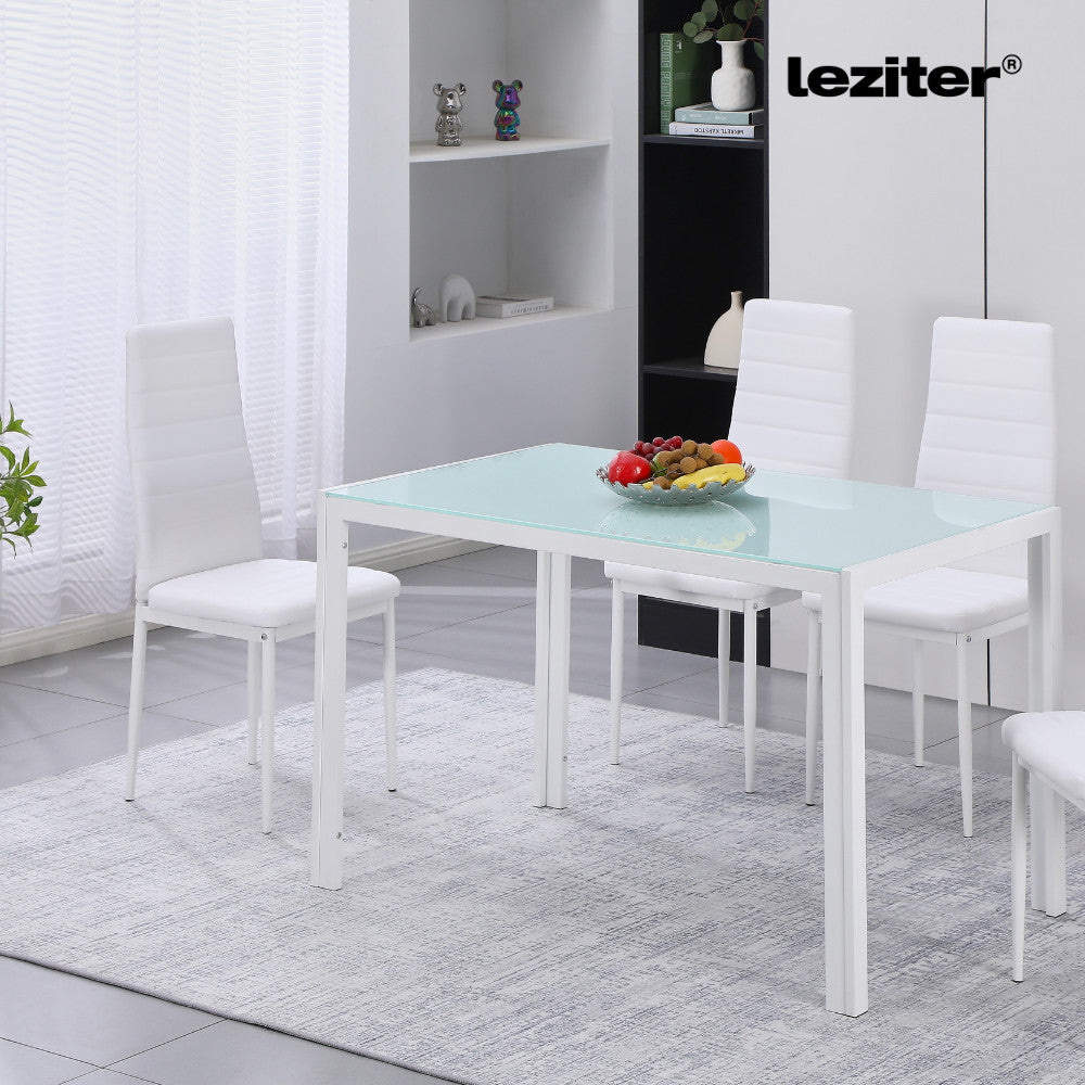 Ezra 120 cm szögletes üveg étkezőasztal fehér