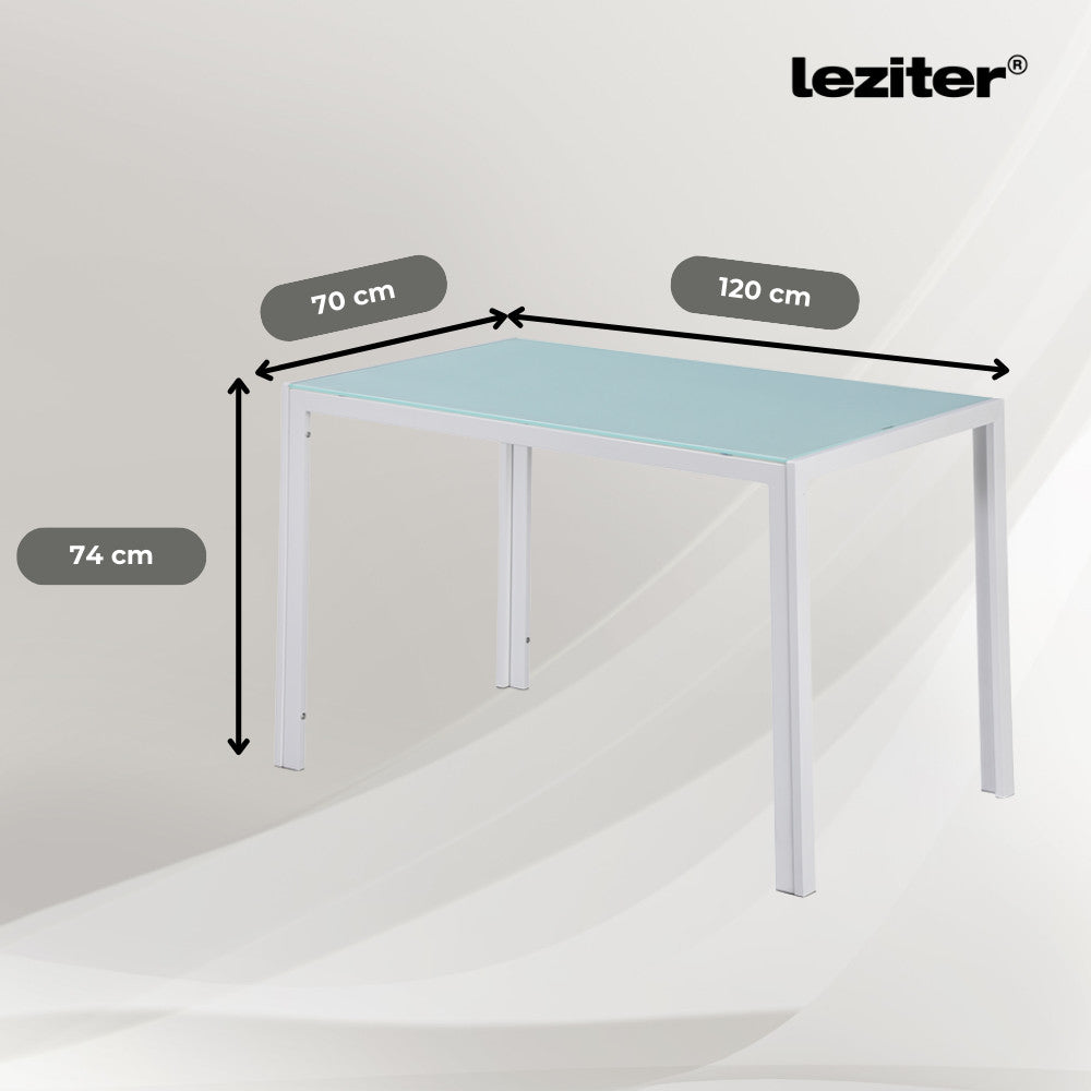 Ezra 120 cm szögletes üveg étkezőasztal fehér