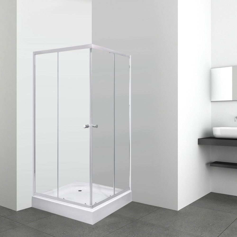 Olga SQ szögletes zuhanykabin tálcával 80x80x196cm - króm profil, víztiszta üveg