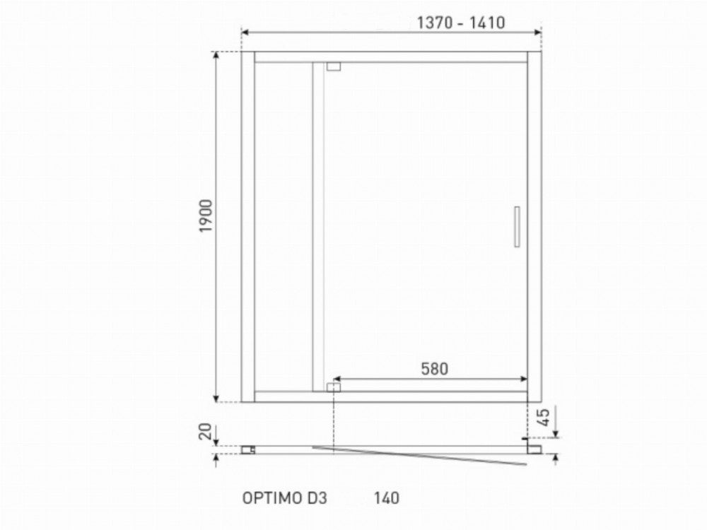 OPTIMOD314G zuhanyajtó 14x19 grafit üveg_1