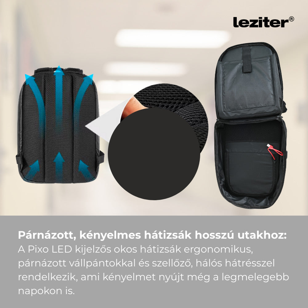 Pixo ledes okos hátizsák fekete