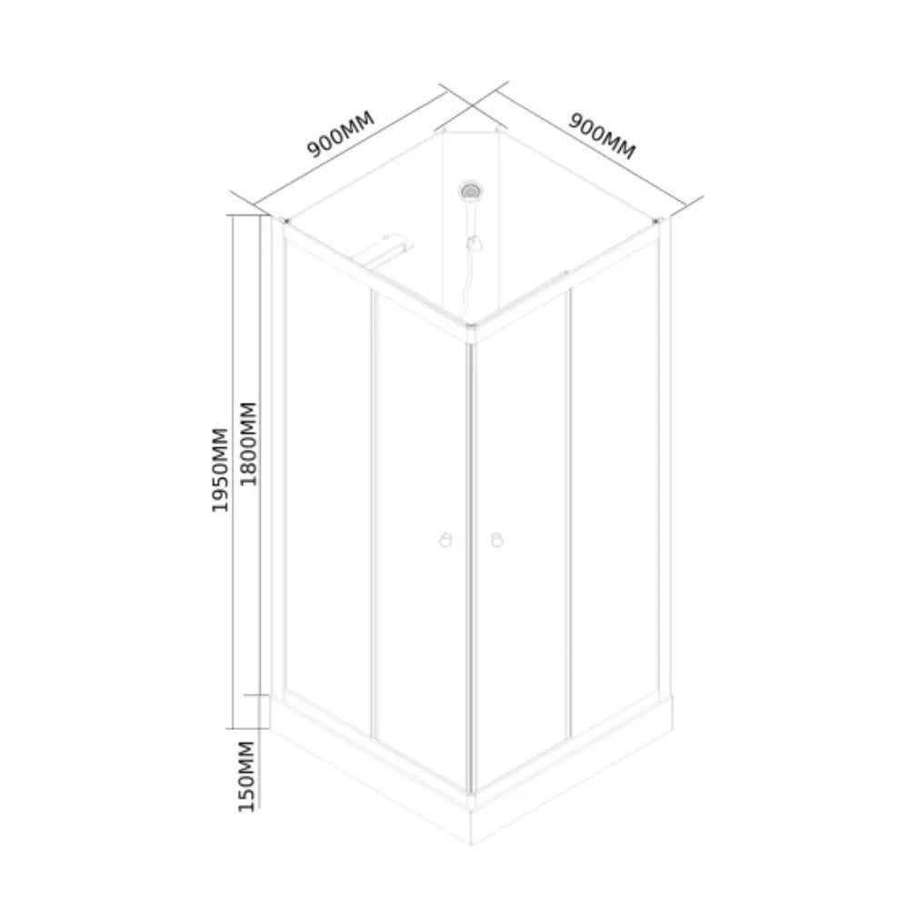 Polo White II szögletes fehér hátfalas zuhanykabin, akril zuhanytálcával, 9x9x195 cm-es méretben_7