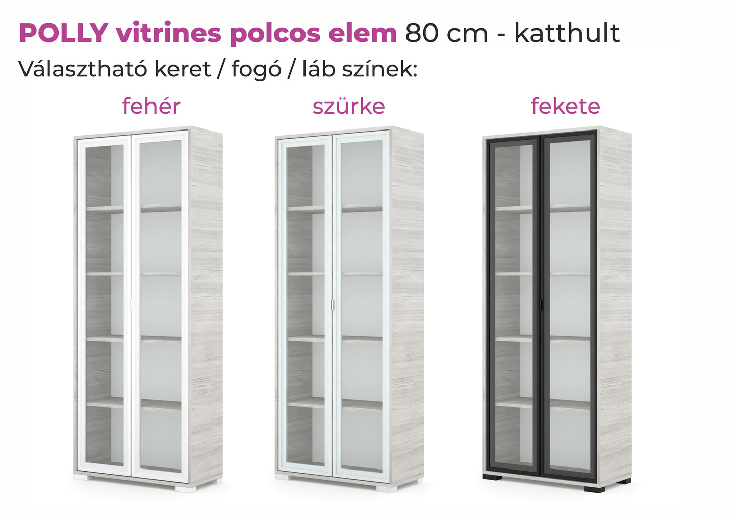 Polly vitrines polcos elem 80 cm