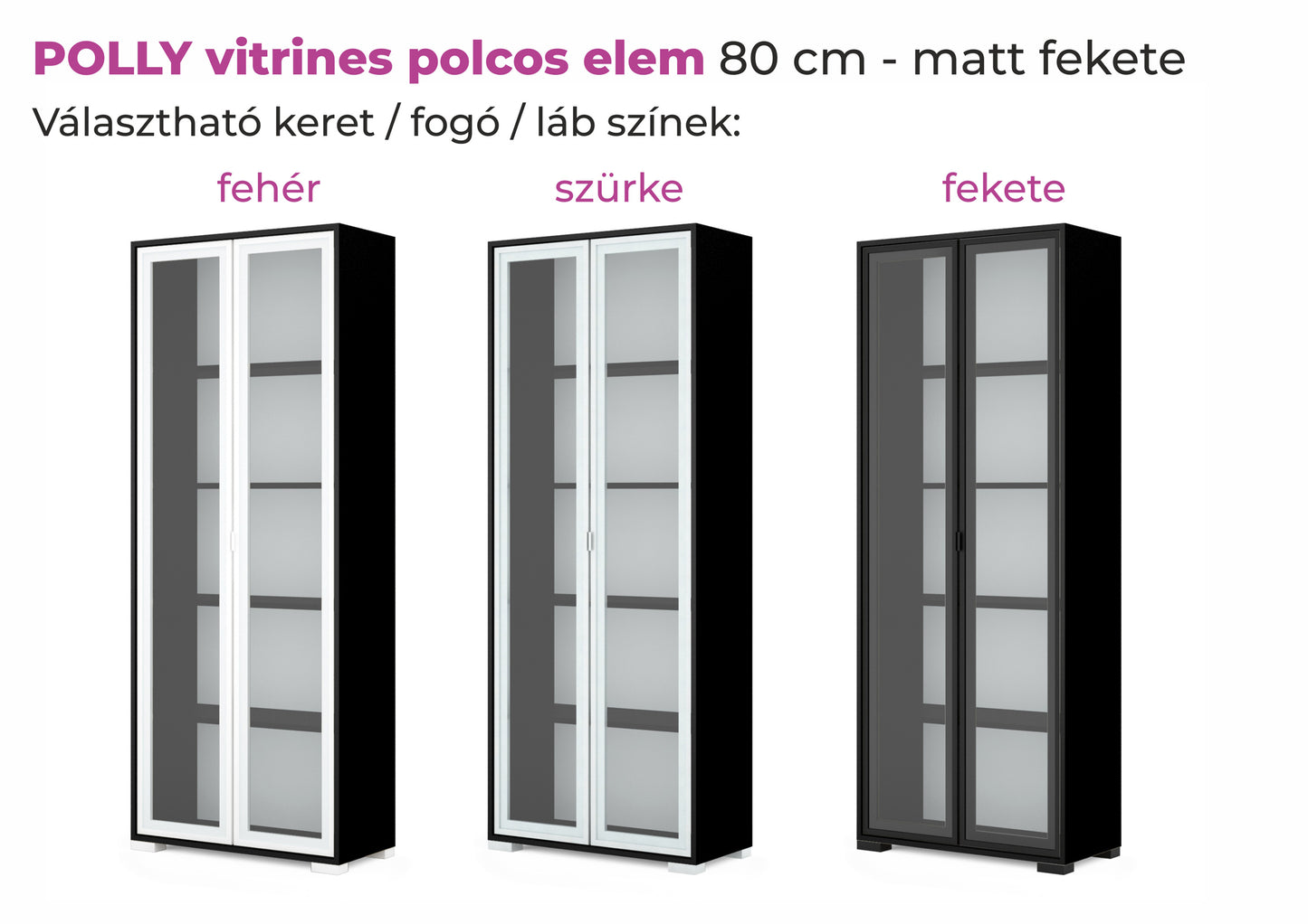 Polly vitrines polcos elem 80 cm