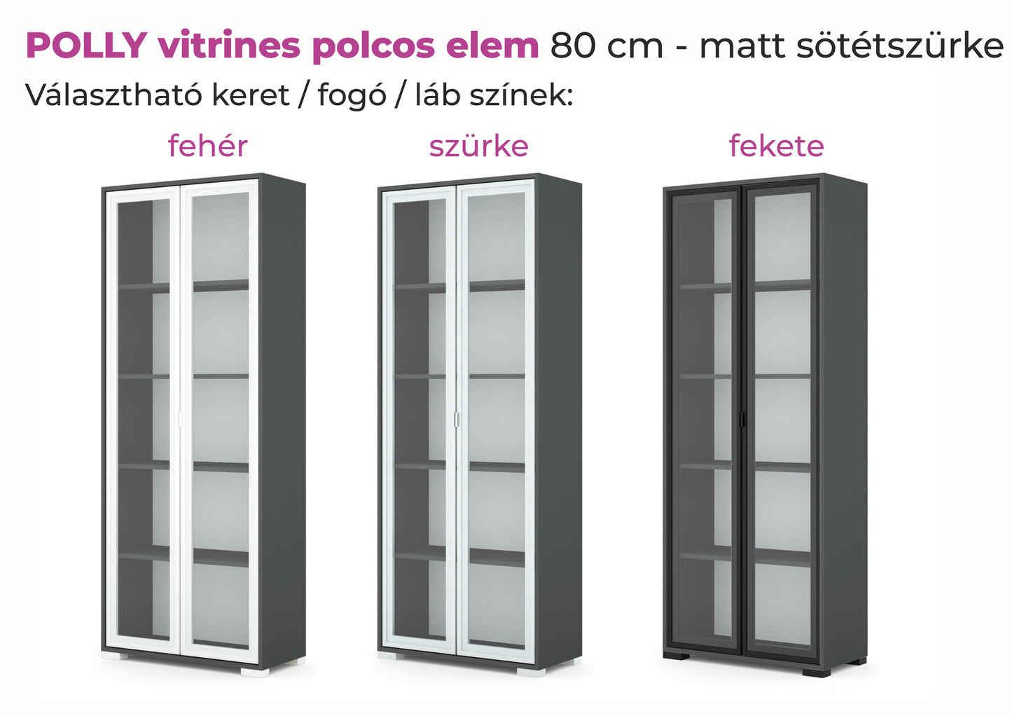 Polly vitrines polcos elem 80 cm