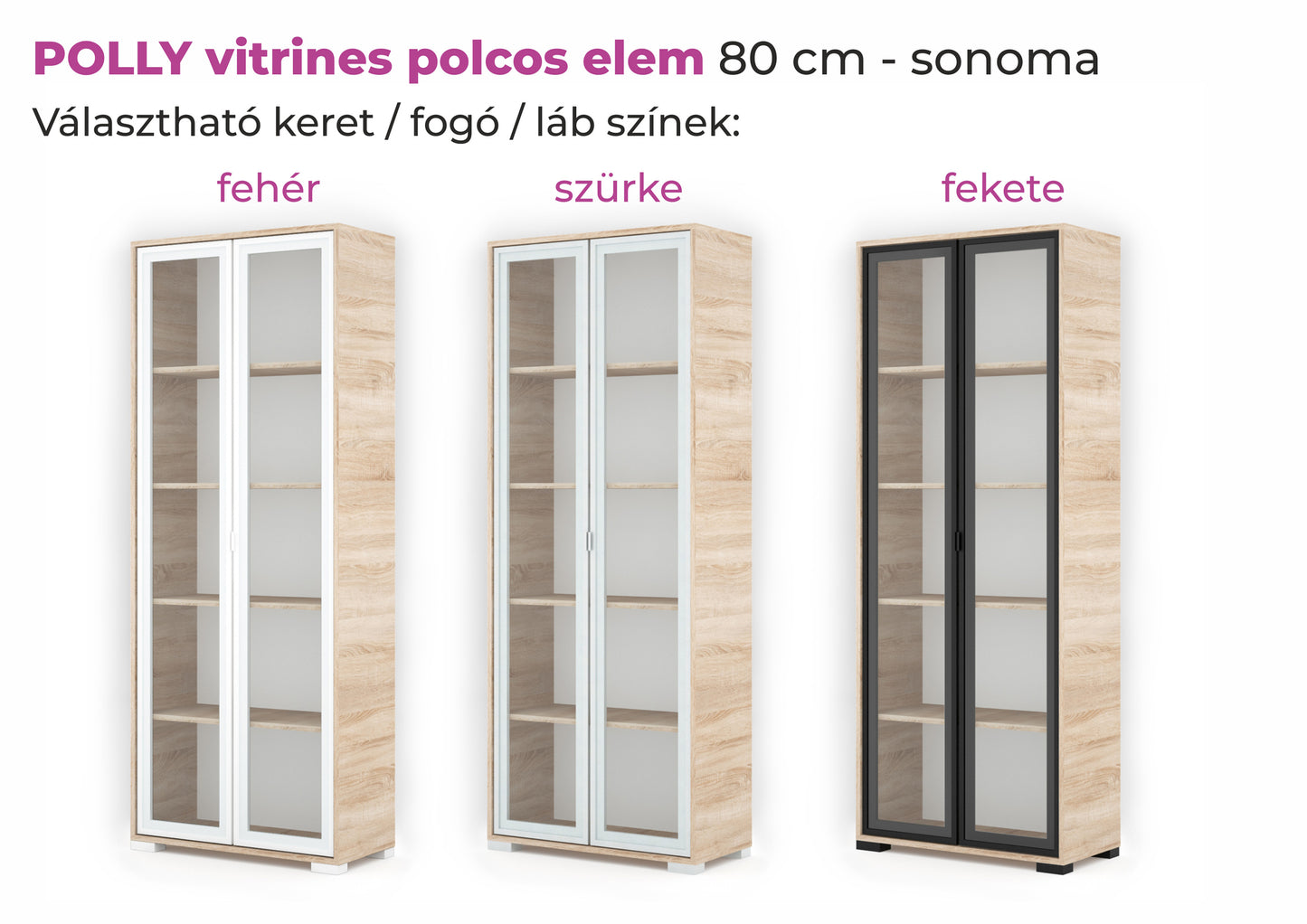Polly vitrines polcos elem 80 cm