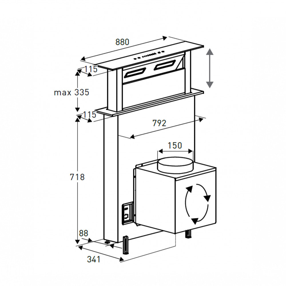Spirit 9 konyhapultba építhető páraelszívó 19 W_3