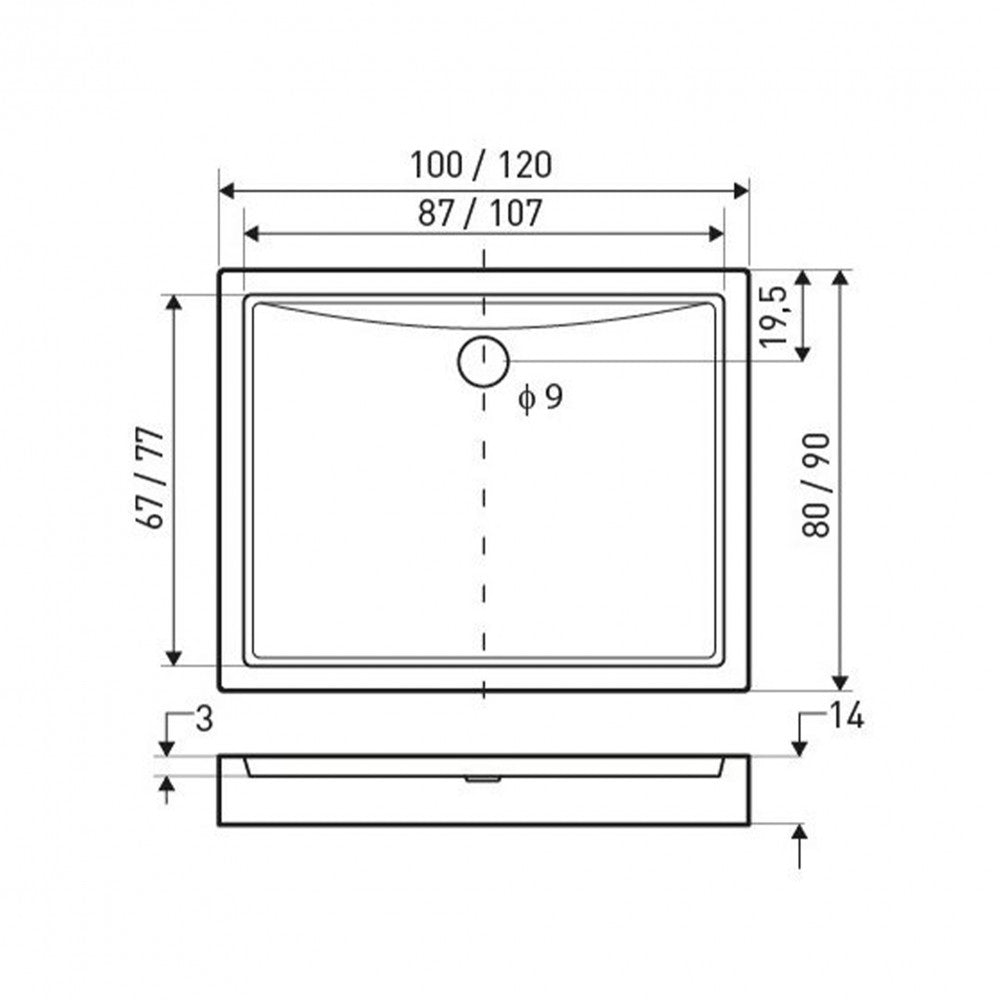 Victor univerzális szögletes zuhanytálca, 12x8x14 cm_1