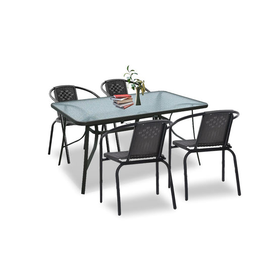 Elzas 4+1 kerti bútor garnitúra szett fekete